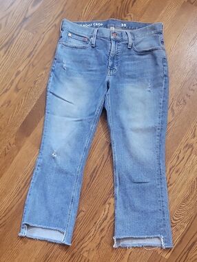 J. Crew Light Blue Cropped Stepped, Raw-Hem Jeans, Size 30